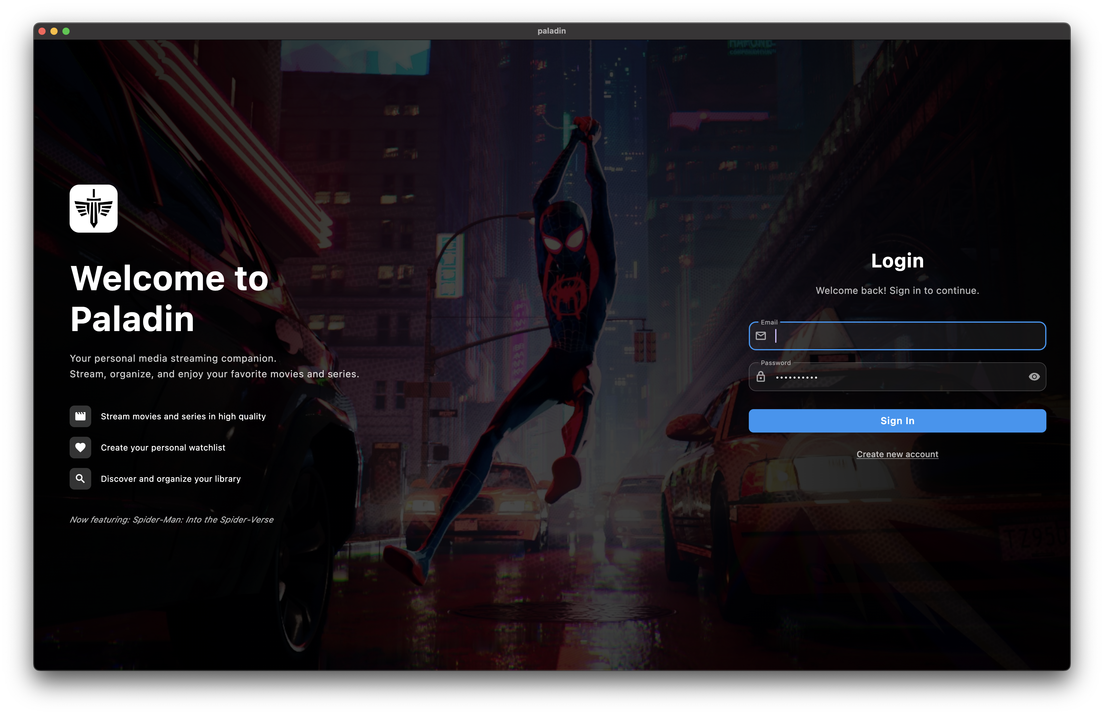 Interface principale de Paladin
